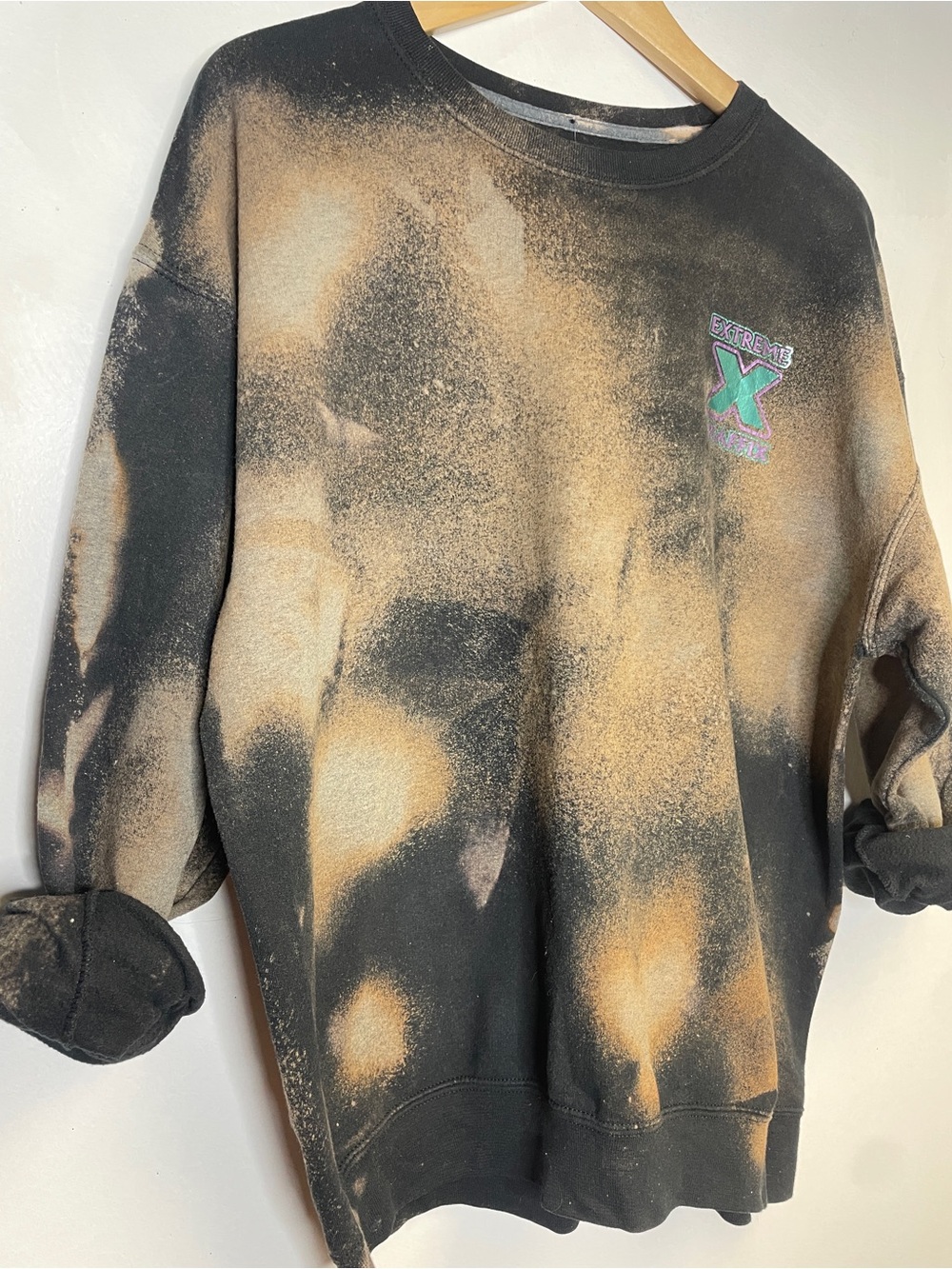 Unbranded Men’s Black & Tan Bleached Graphic Sweatshirt